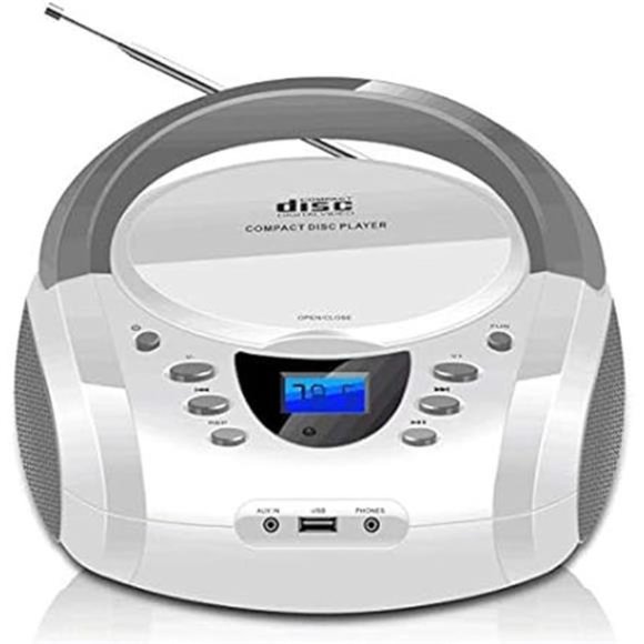 CD Player Portable Boombox with FM Radio/USB/Bluetooth/AUX Input and Earphone - Picture 1 of 6